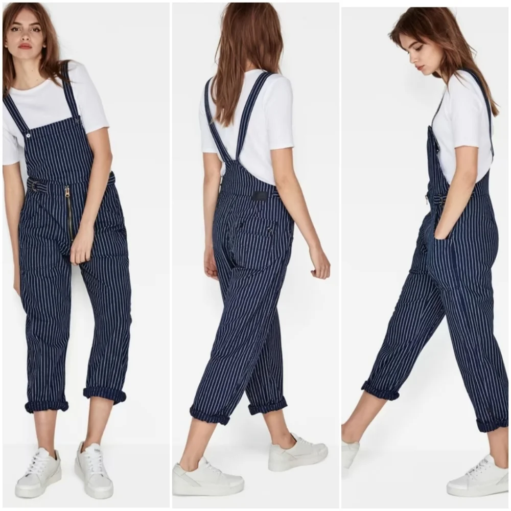 G Star Raw Sz M Utility Zip Overalls Straight Leg Relax Denim